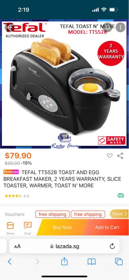 Tefal Toast N' More Toaster, Toast & Egg, TT5528
