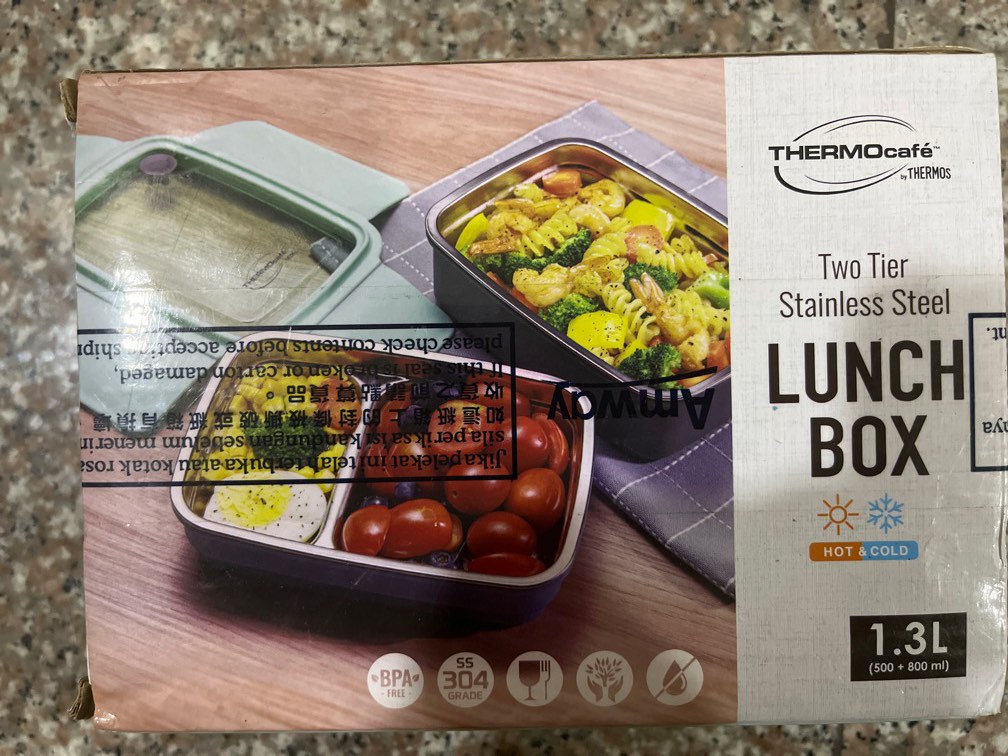 THERMO Cafe Two Tier Stainless Steel LunchBox, Furniture & Home Living