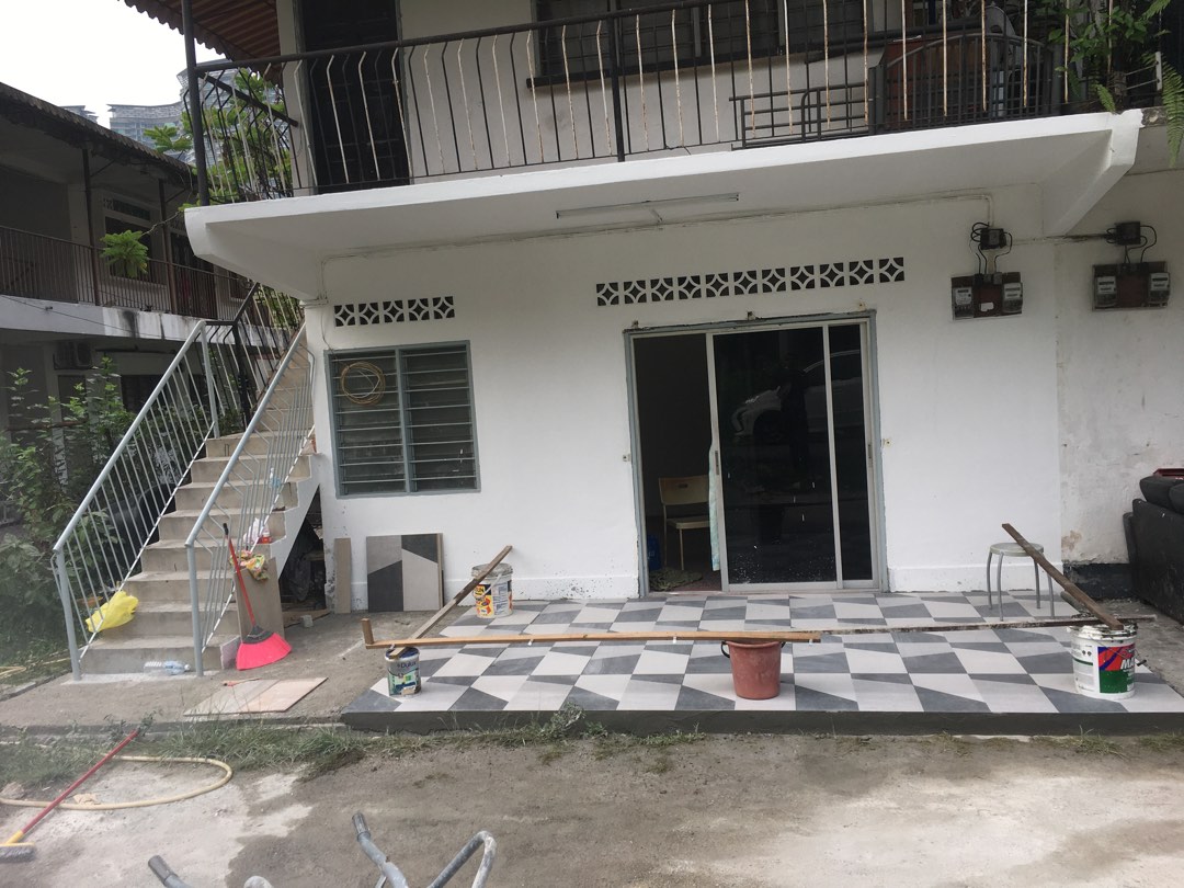 Tile installation/pemasangan tile/flooring work/sink table top/kitchen