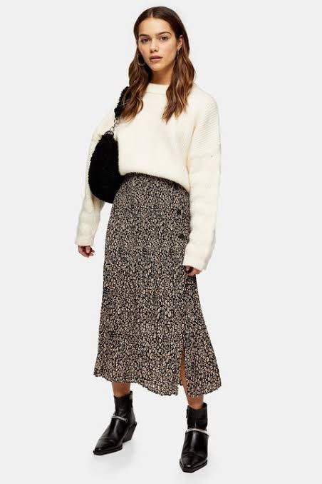 Animal print midi skirt topshop top
