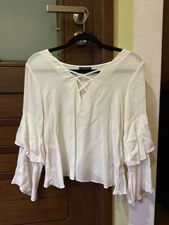 Topshop white longsleeve blouse