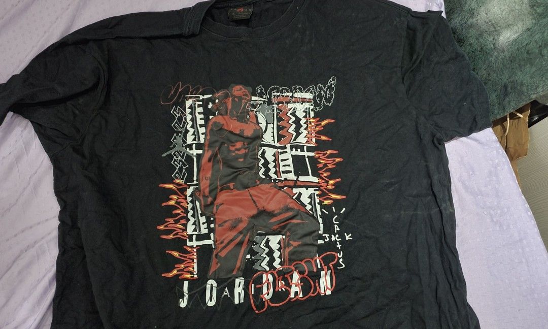 Travis scott x air jordan MJ tee 1 black Men s Fashion Tops