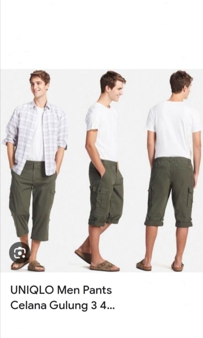 3/4 Cotton Cargo Regular Fit Casual Shorts Half Capri Pants for Outdoor  with Comfortable Elastic Waist Look with Zipper and Button Pockets (3XL,  Laurel Green) Men : Amazon.in: Clothing & Accessories