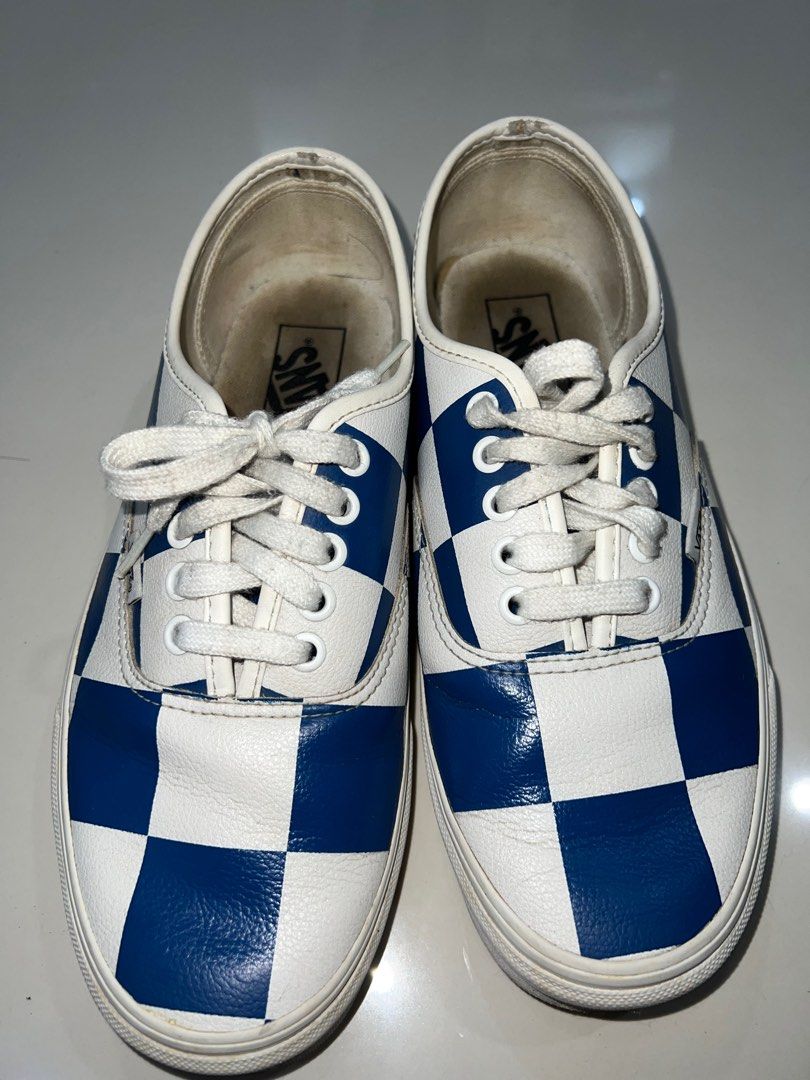 Vans Authentic Leather Check Sneakers Men s Fashion Footwear