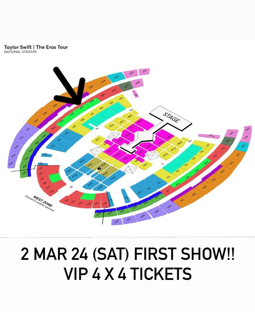 VIP 4 Taylor Swift The Eras Tour 2 Mar 2024, Tickets & Vouchers