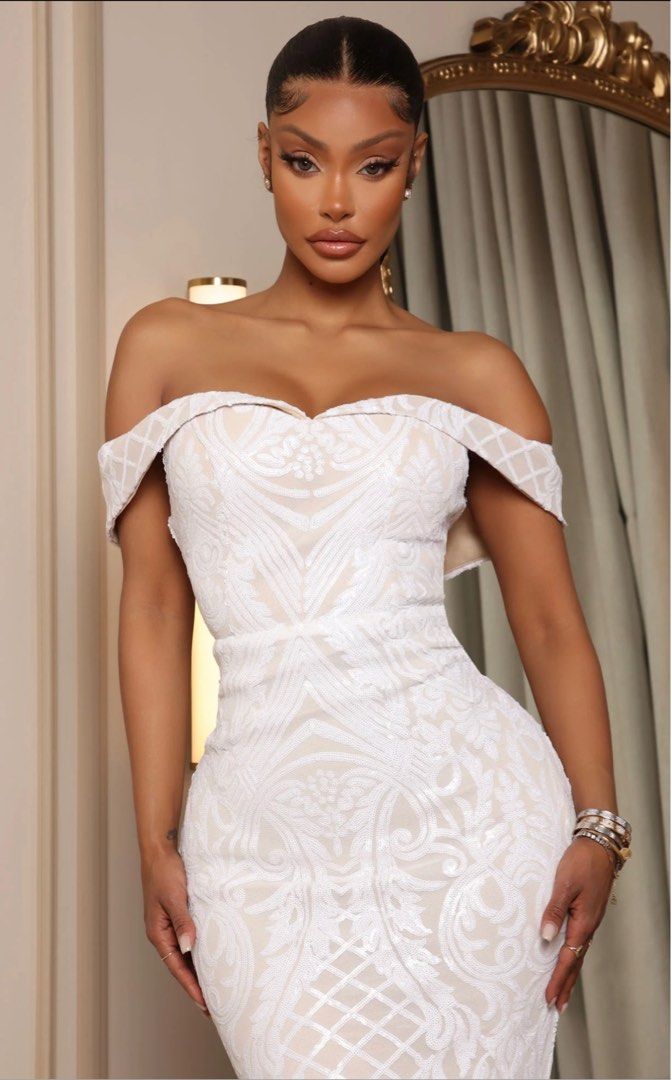 Off white sequin online dress
