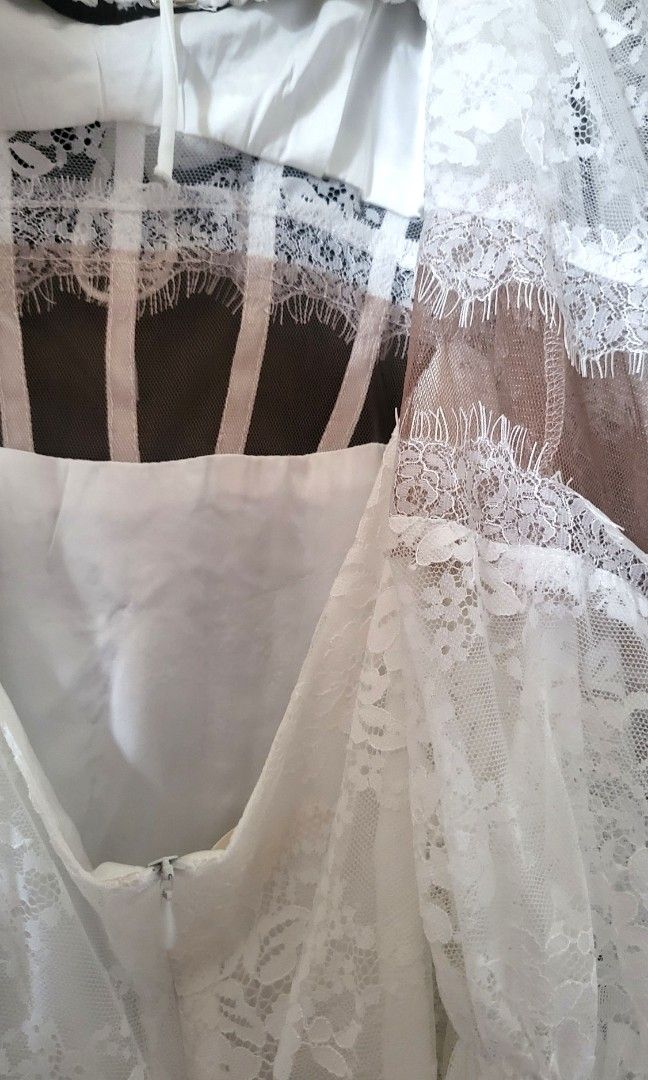 Lace Bandeau Corset Mini Dress - White