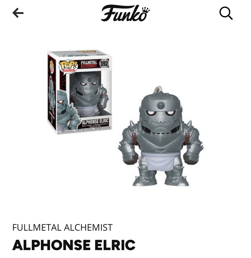 Alphonse elric clearance funko pop