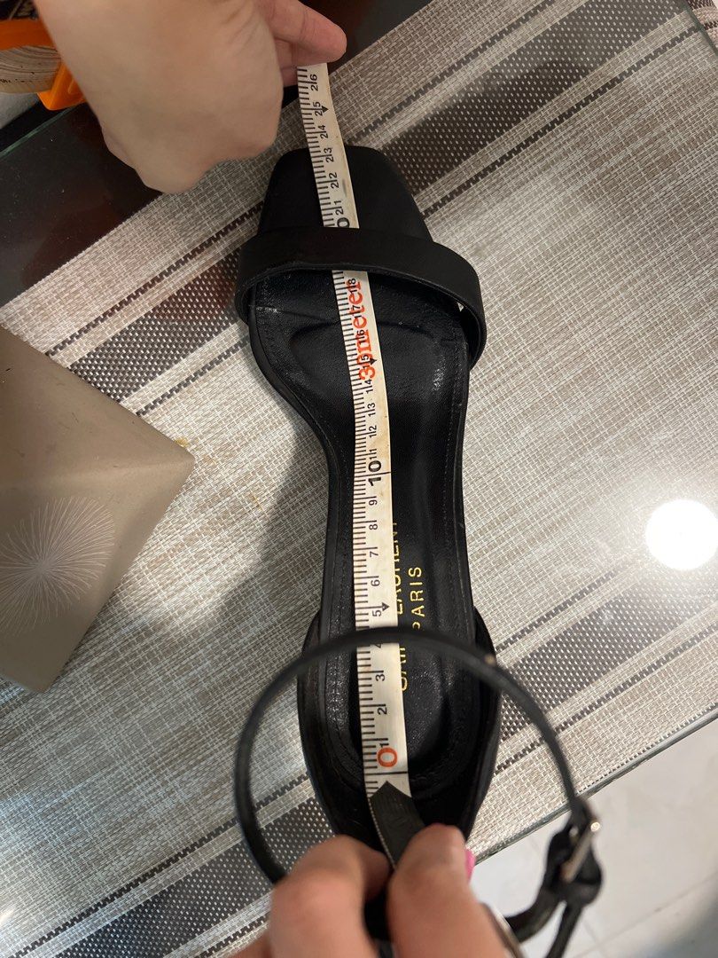 YSL Saint Laurent Black Amber Ankle Strap Heels