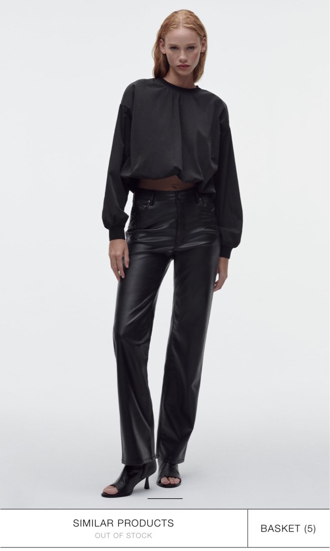 Zara faux leather trouser pants, Women's Fashion, Bottoms, Other