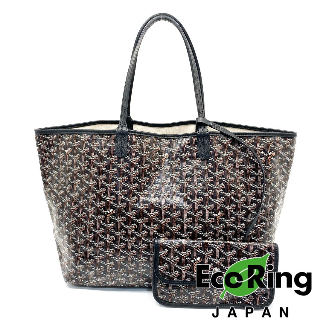 △ Goyard 高雅德St Louis PM Black Coated Canvas Tote Bag With Pouch  黑色塗層帆布肩背袋連小袋- 237008664 100%真品, 名牌, 手袋及銀包- Carousell