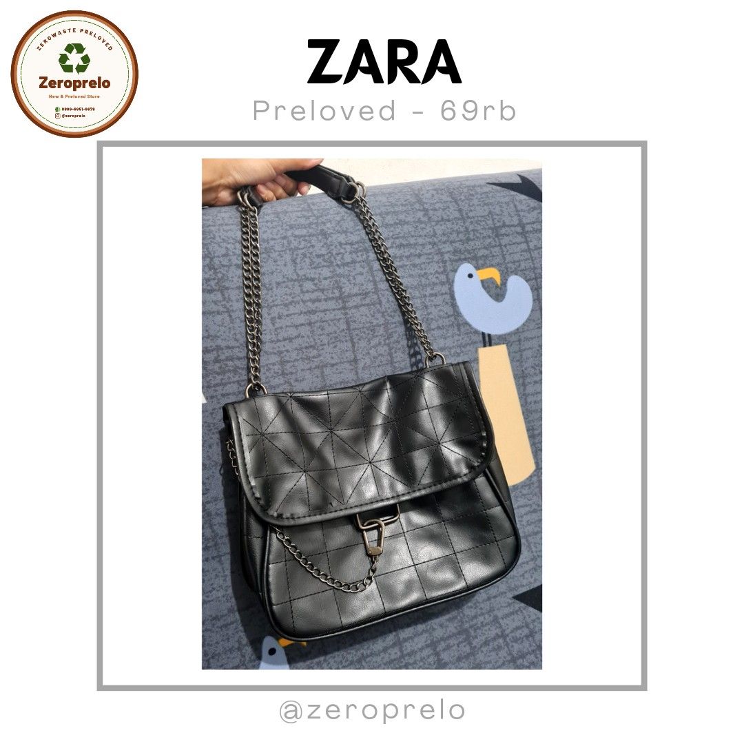 PRELOVED ZARA crosbody bag black ZARA pyramid Not ORI