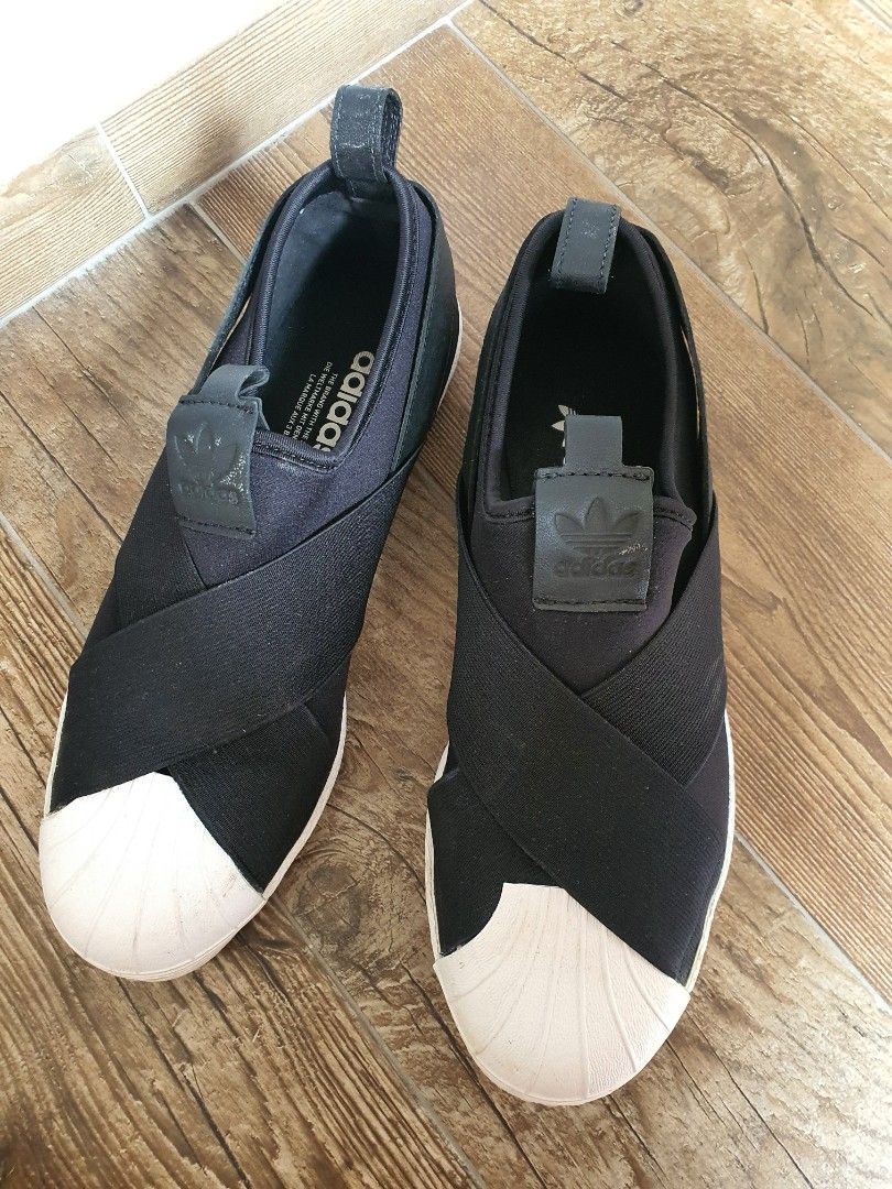 Adidas originals superstar slip on sneakers in black and white new arrivals