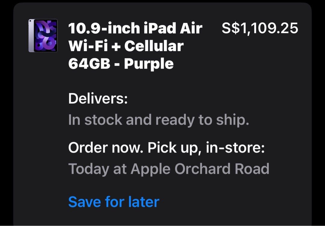 Apple - 10.9-inch iPad Air - Latest Model - (5th Generation) with Wi-Fi - 64gb - Purple