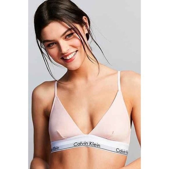 Authentic] Calvin Klein Modern Cotton Unlined Triangle Bralette / Bra Top  in the colour Nymphs Thigh (Pale Rose Pink), Women's Fashion, Tops, Other  Tops on Carousell