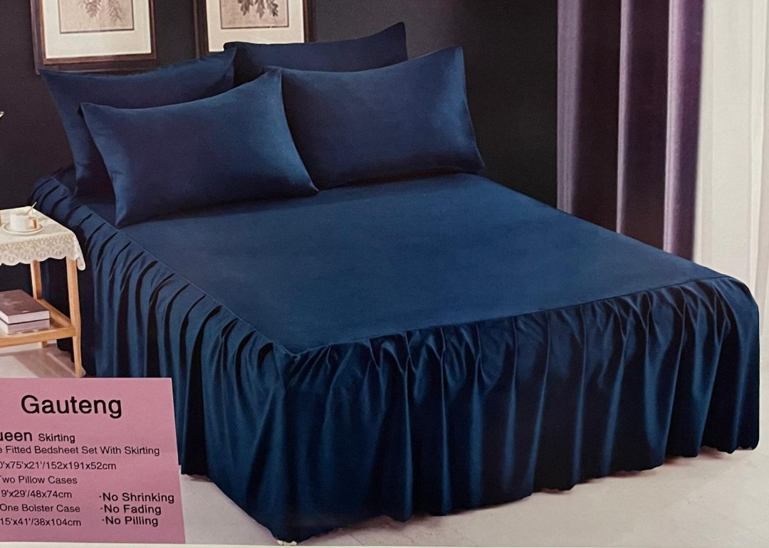 Bedsheet Fitted with Skirting set pillow case and Bolster case