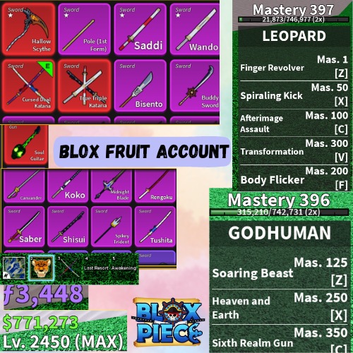 Roblox Blox Fruits, Race v4, Max Mastery Leopard