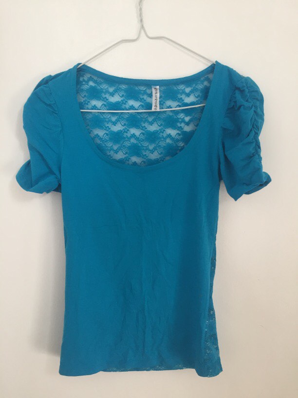 Blue lace blouse on Carousell