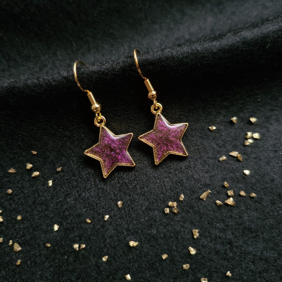 Purple star earrings sale