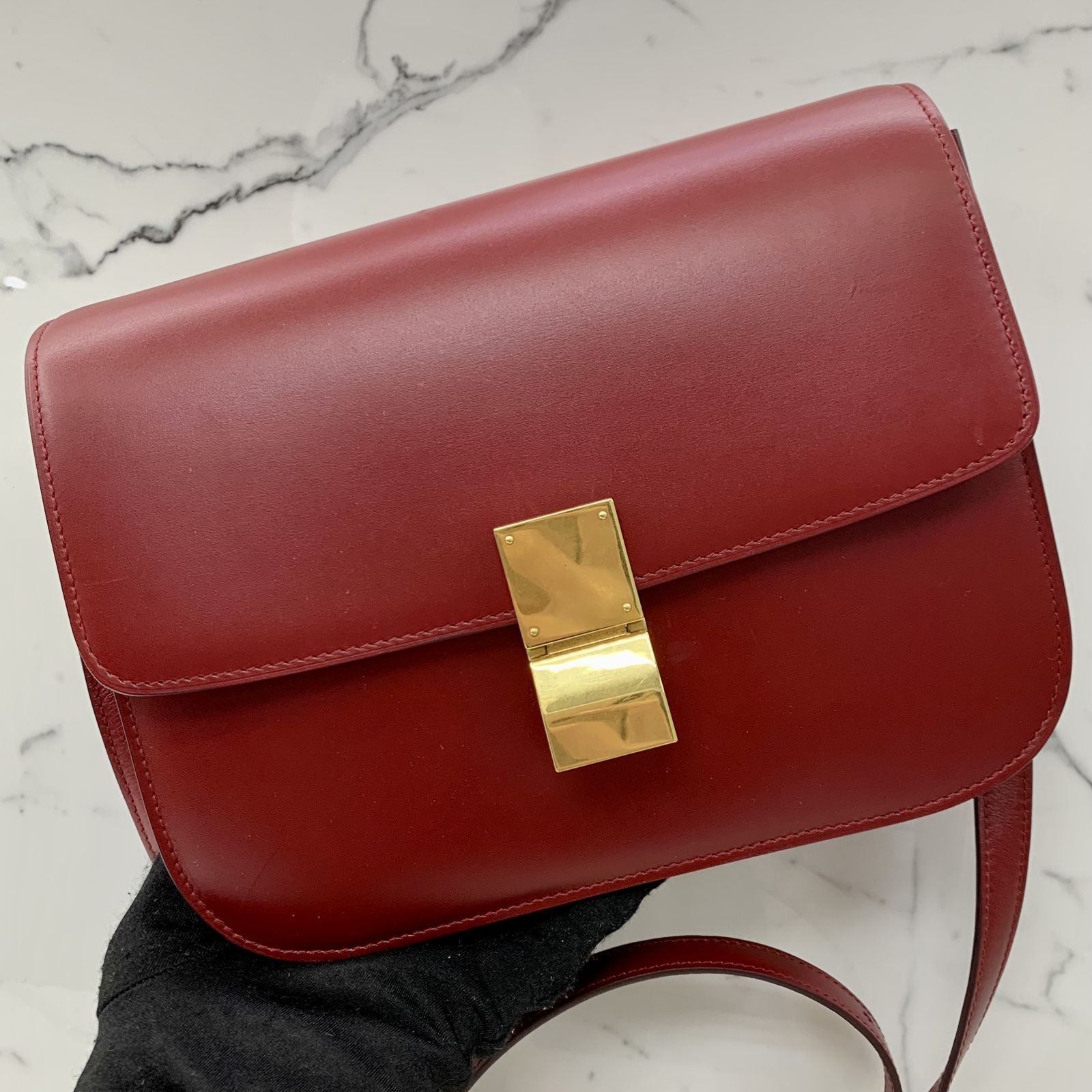 CELINE RED MEDIUM BOX SHOULDER BAG 237022477 WE