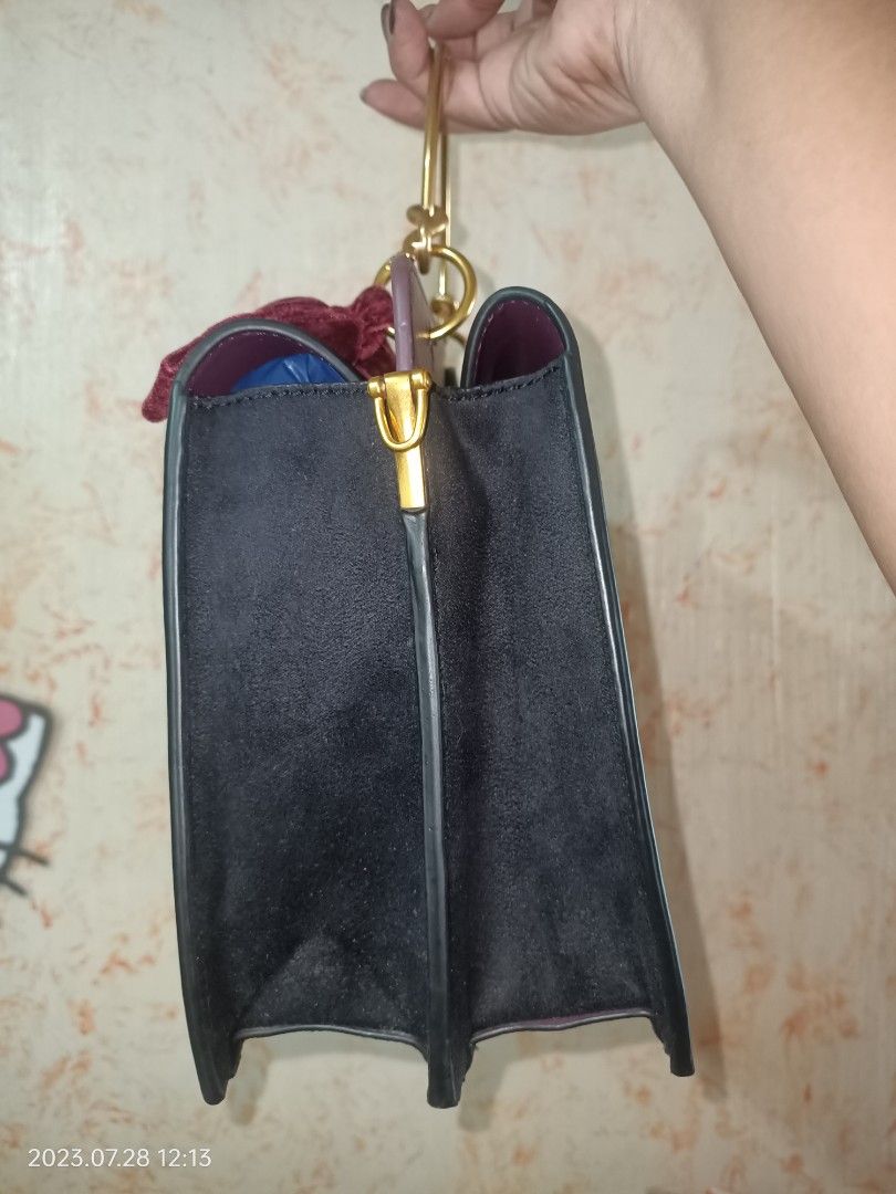 Velvet bow detail clearance top handle bag
