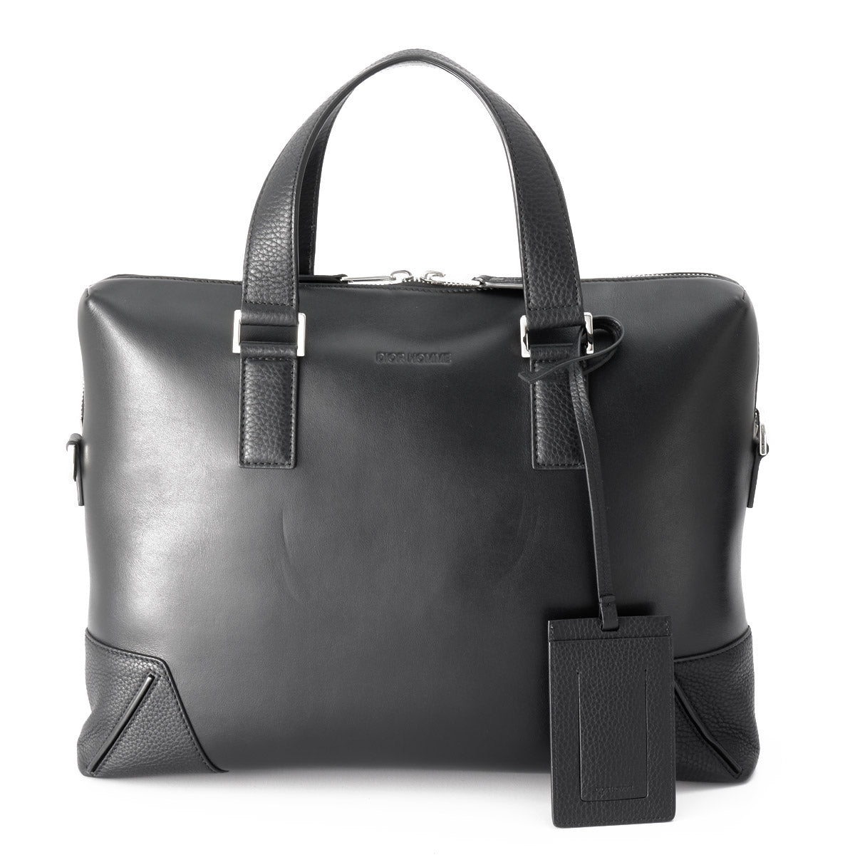 Christian Dior Homme Briefcase in Lambskin Silver Hardware Black