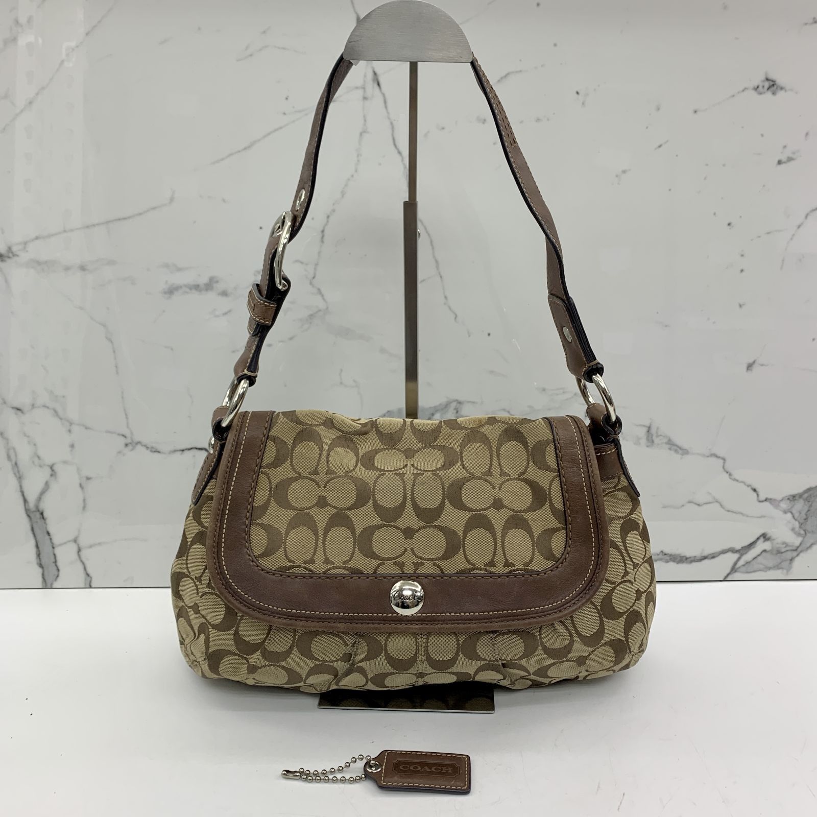 COACH F13739 BROWN CANVAS SHOULDER BAG 237022736 WE, Luxury, Bags 