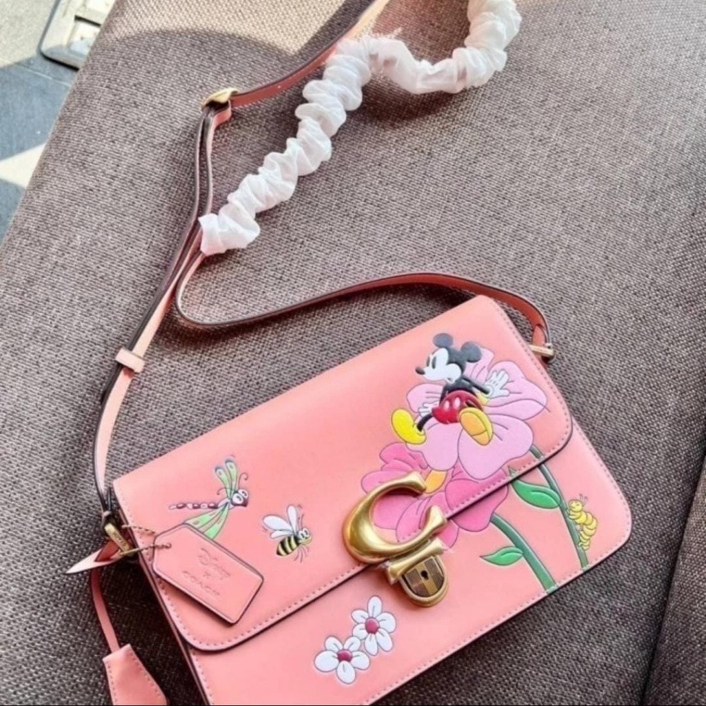 Coach Studio X Disney Mickey Flap Lock Pink Shoulder Bag on Carousell