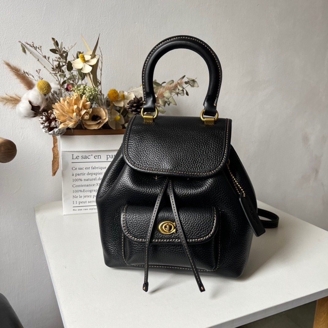 Black coach top mini backpack