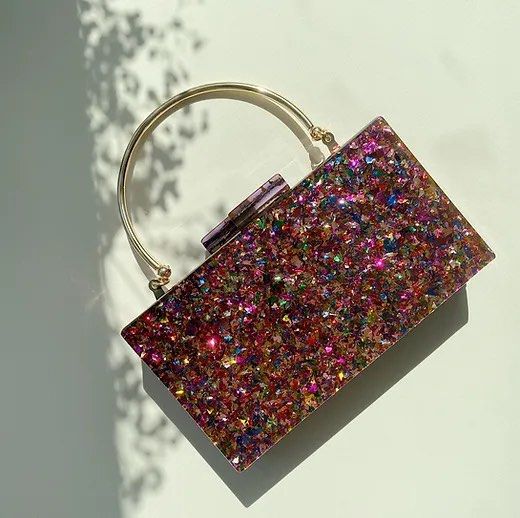 Confetti Celebration Box Clutch Bag Women s Fashion Bags
