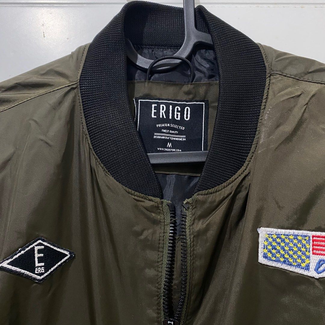 Erigo Bomber Jacket Army - jaket bomber hijau tua pria - M on Carousell