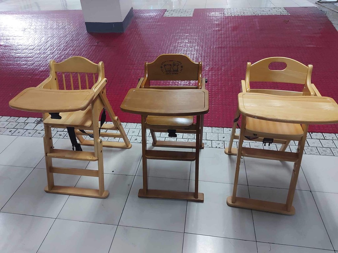 Folding wooden high chair on Carousell