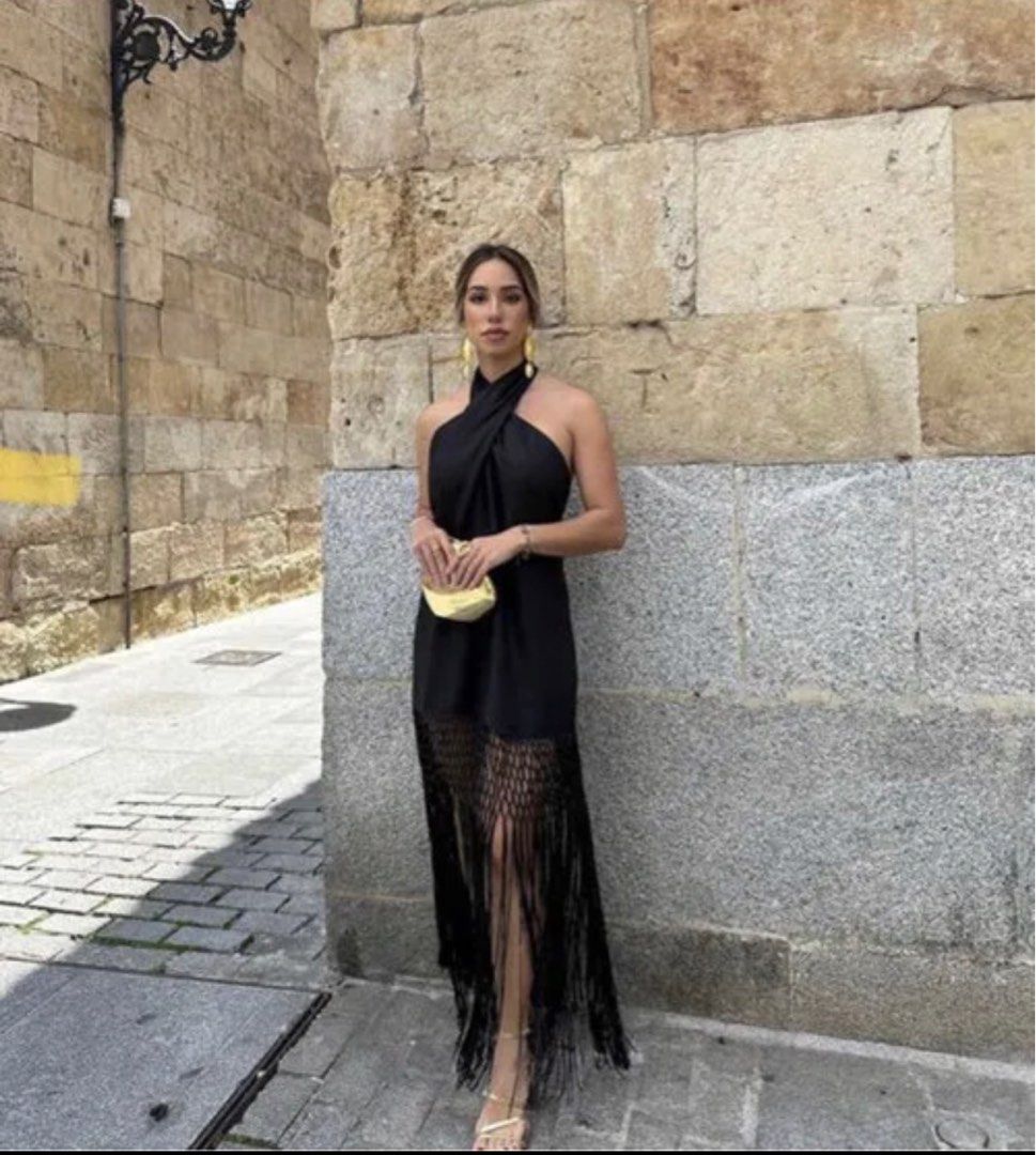 Fringed Linen Zara dress party cocktails maxi dress on Carousell