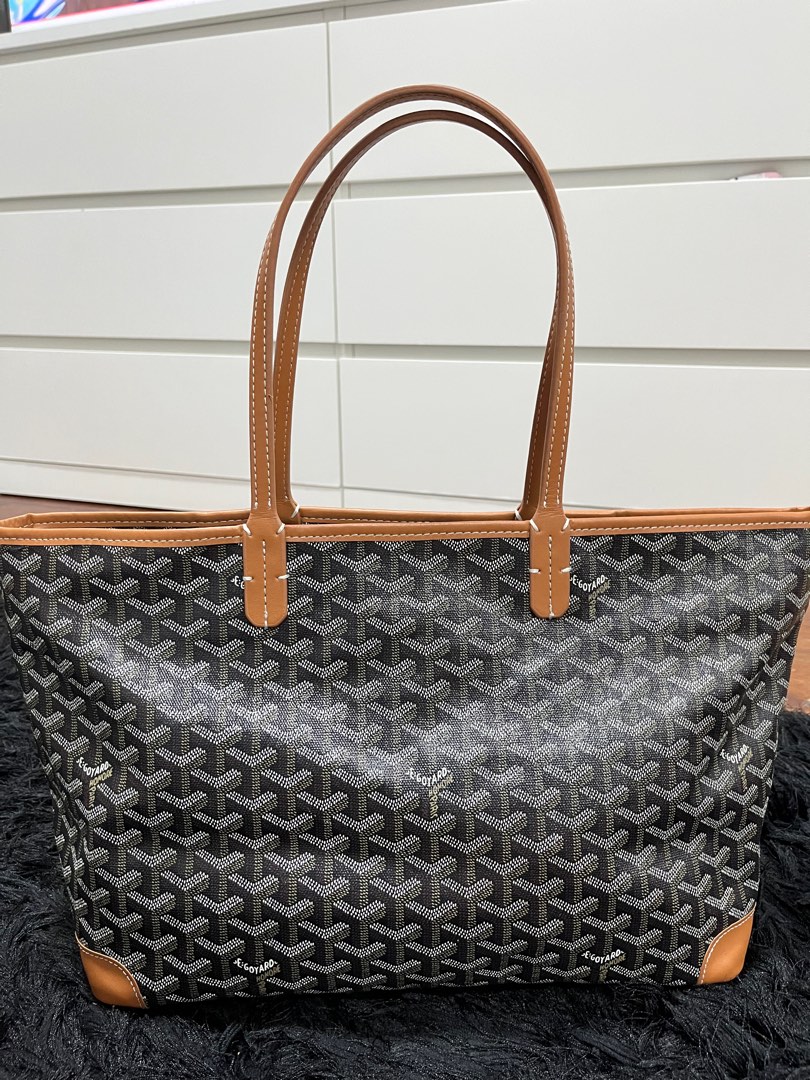 Goyard Artois MM Tote Black with Tan Trim, Comes With Dustbag