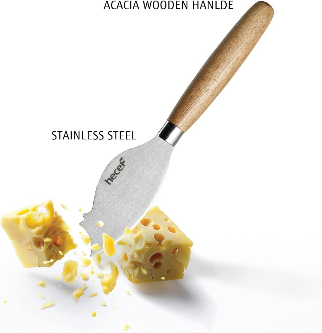 hecef Acacia Wood Cheese Board Set with Black Slate & Cheese knife