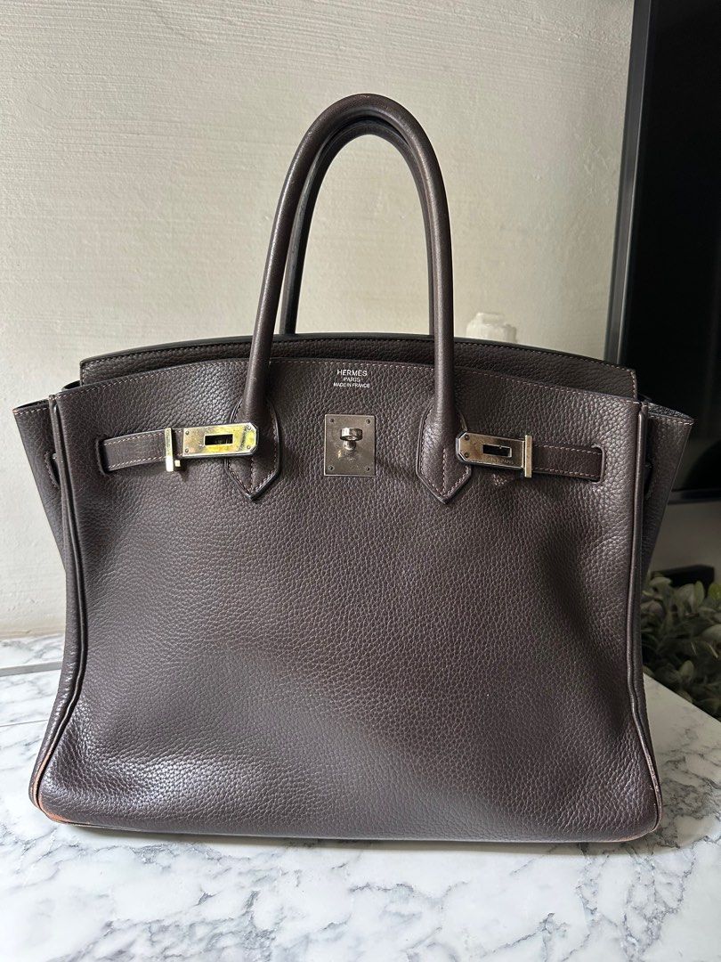 Hermes 35cm Sable Fjord Leather Sellier Kelly Bag with Gold