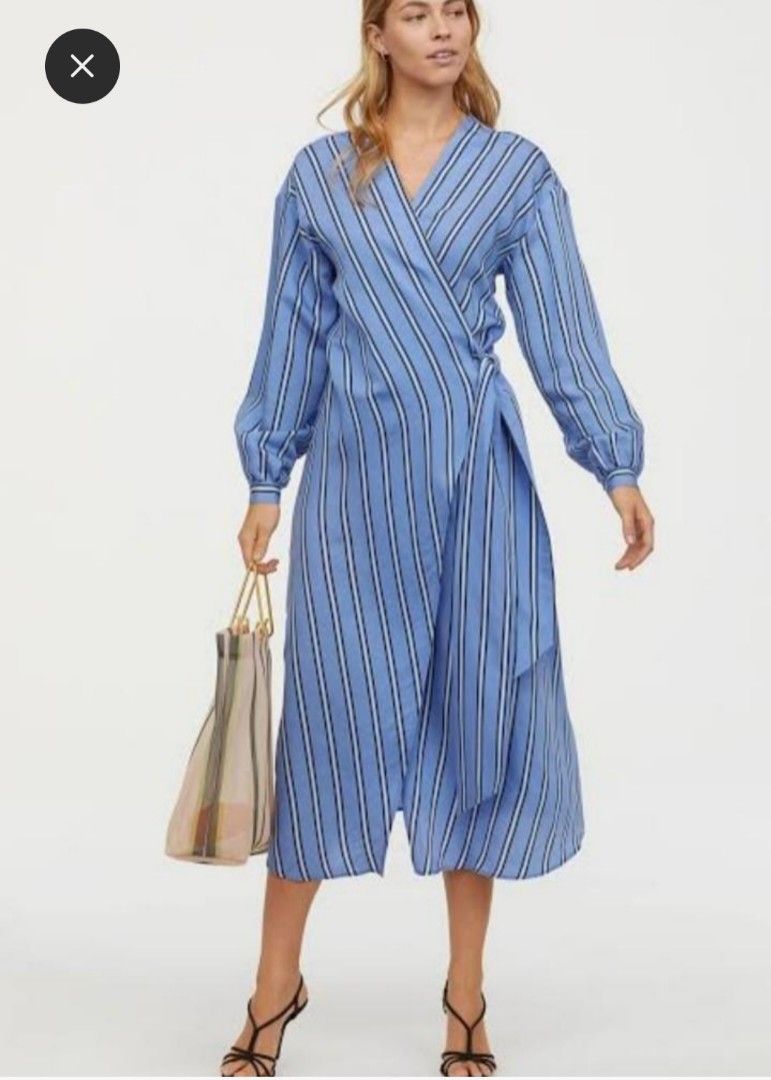 H M striped wrap front dress Women s Fashion Dresses Sets