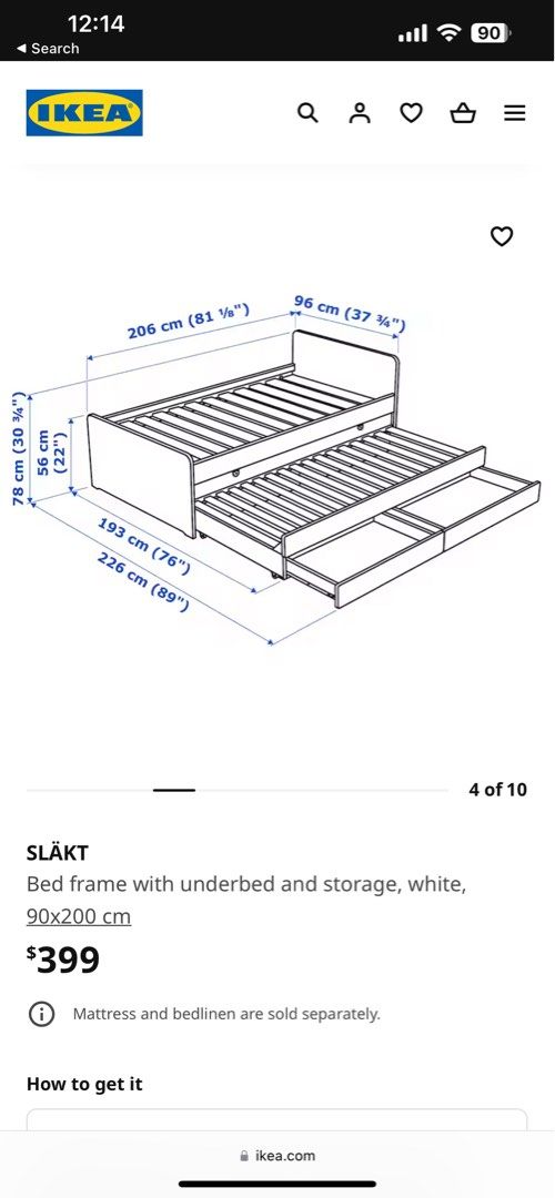 Ikea Bed Frame & Mattress, Furniture & Home Living, Furniture, Bed