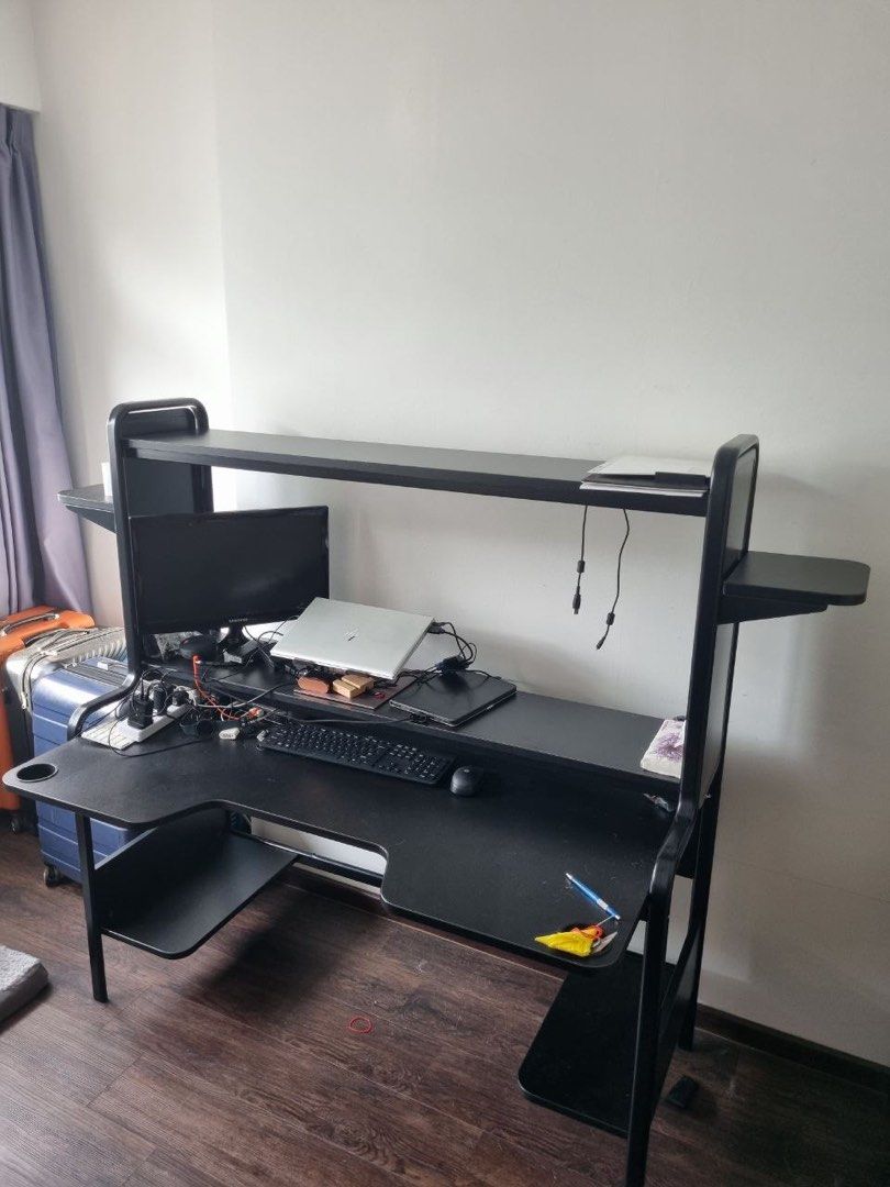 IKEA FREDDE gaming desk (black, 2 desks avail), Furniture & Home Living