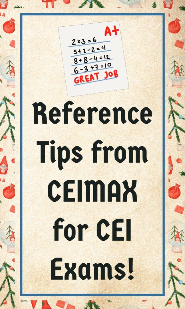 CEI Reference Tips (Category: Assessment Books) located in Singapore. Submitted by ceimax (Listing ID 1163292626, Image 1). Description: Compile information from our Happy 😃 customers who passed the CEI Examination. .