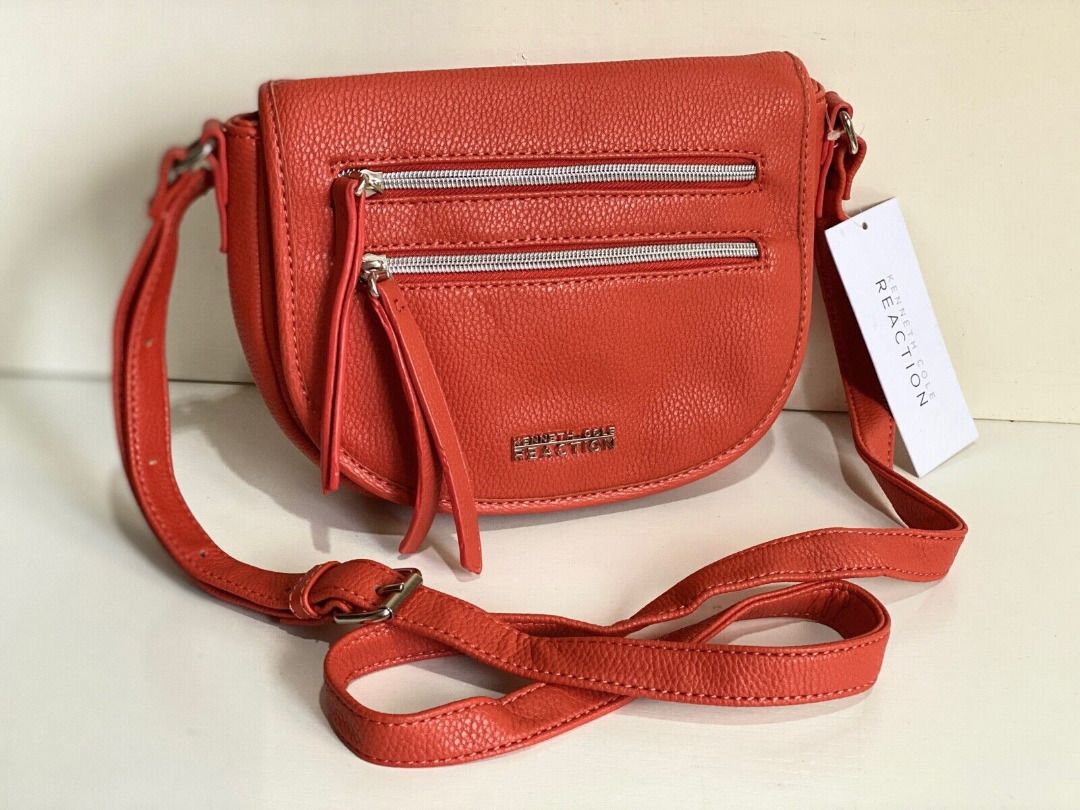 KENNETH COLE REACTION SADDLE MINI CORAL CROSSBODY SLING BAG PURSE
