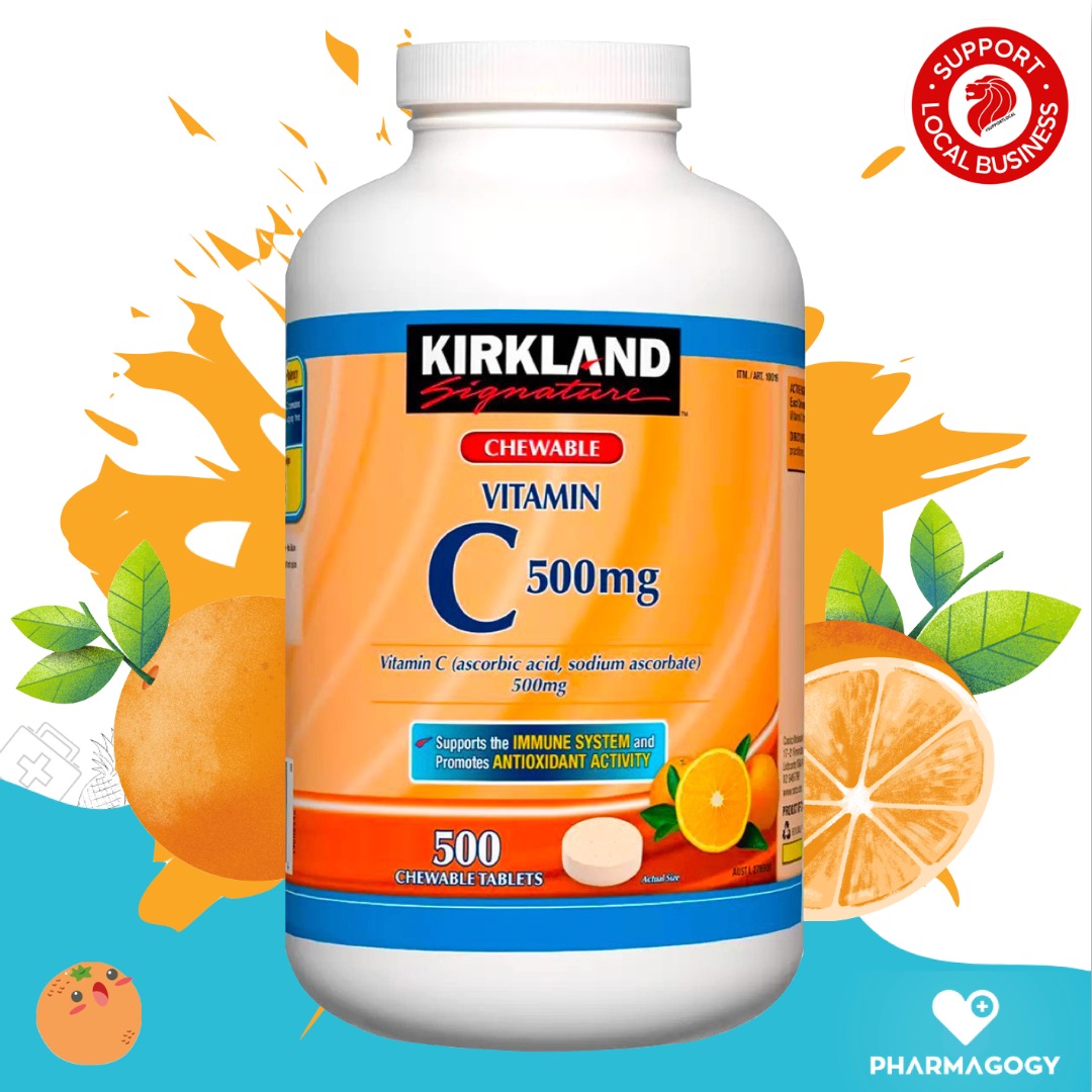 Kirkland Signature Chewable Vitamin C 500 mg, 500 Tablets Vit C for