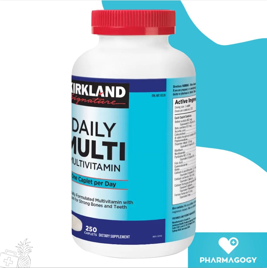Kirkland Signature Daily Multi Vitamin 250 Caplets/Bottle Kirkland