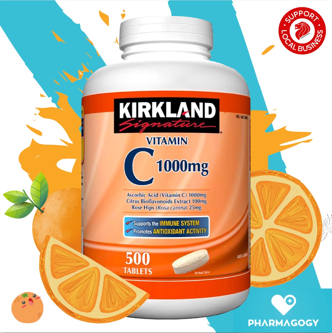 Kirkland Signature Vitamin C 1000 mg, 500 Tablets/Bottle Vit C for Immune support