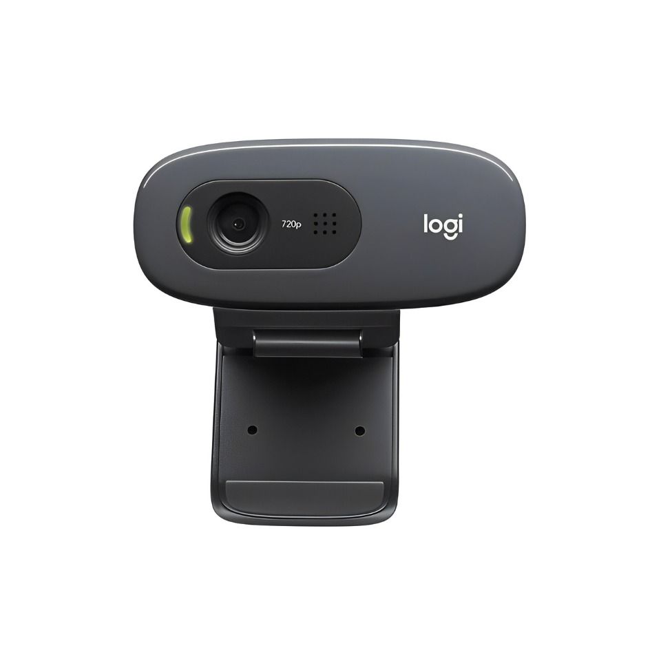 Logitech C270 HD Webcam with noise-reducing mics for video calls, Black 