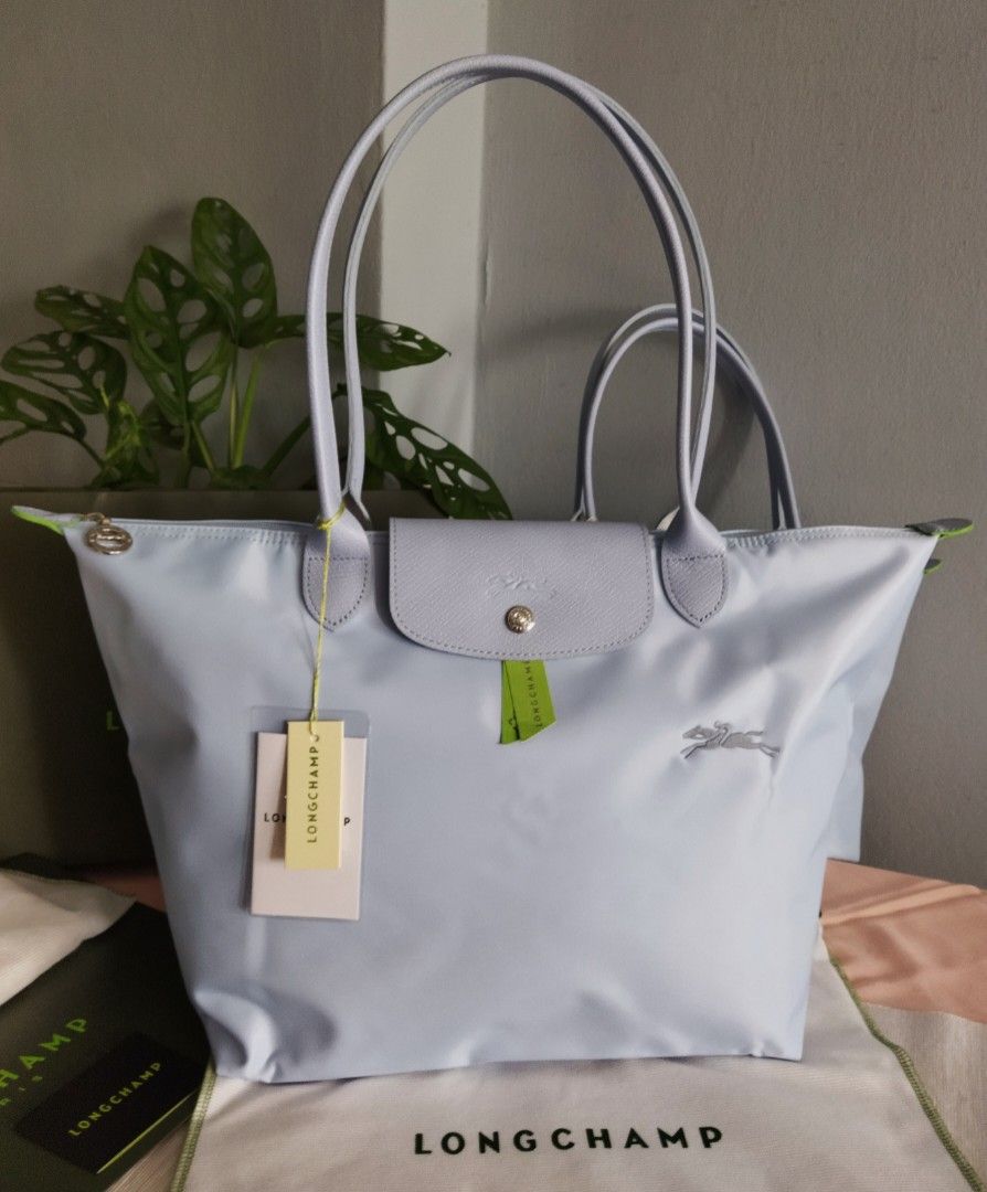 Le Pliage Green M Tote bag Sky Blue - Recycled canvas (L2605919P79