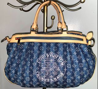 Louis Vuitton Blue Monogram Denim Porte Epaule Raye Cabas GM