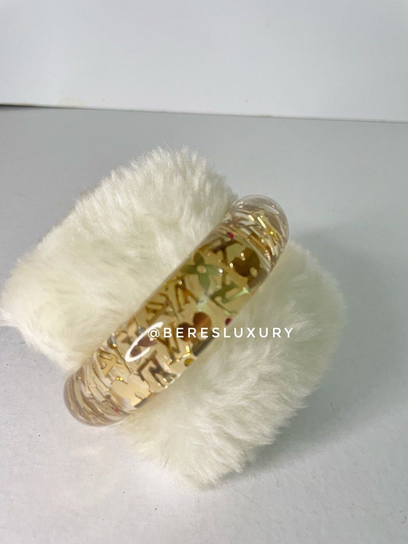 Louis Vuitton Bracelet Bangle Monogram Inclusion LV Clear Gold M65865  Authentic
