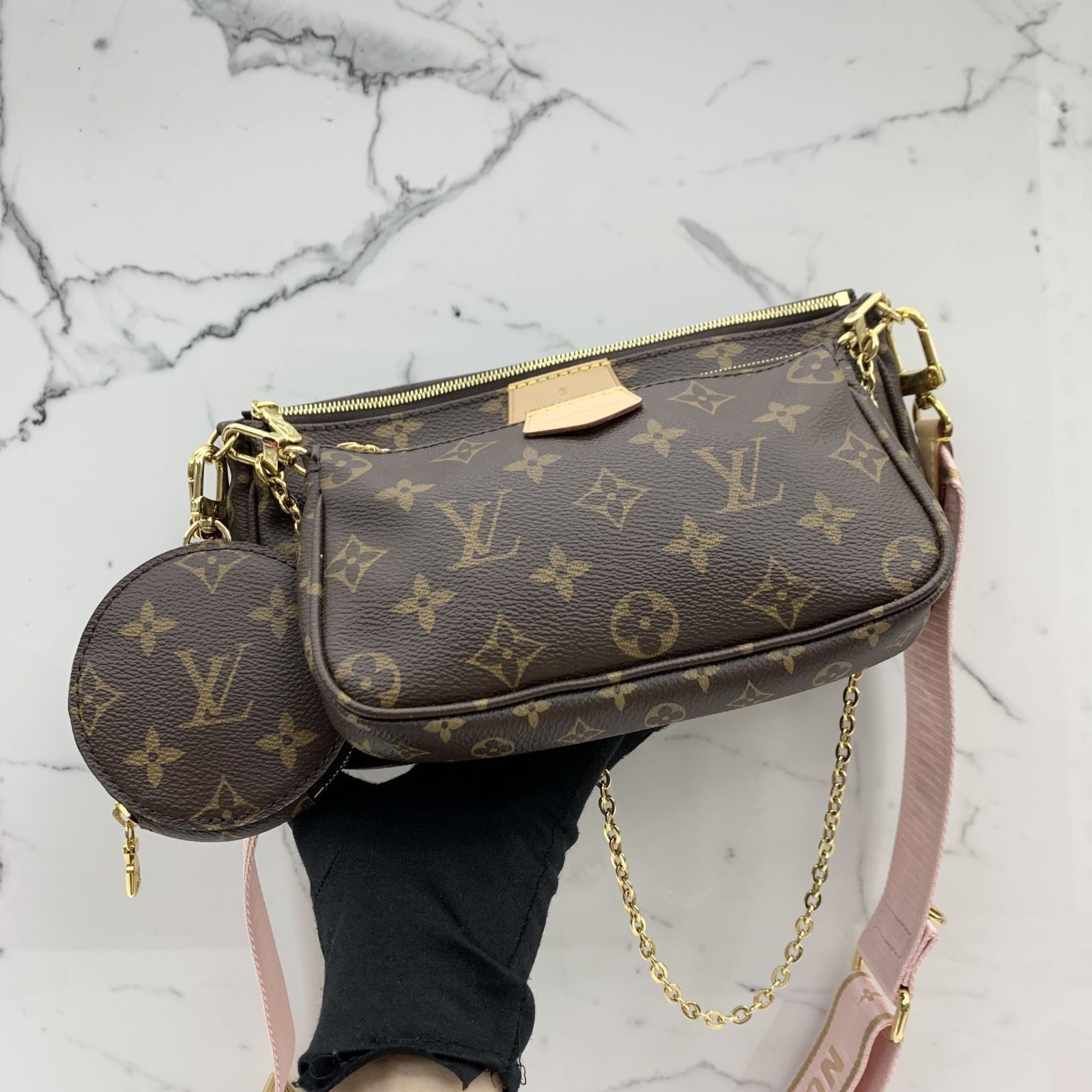 LV Multi Pochette Pink Strap, Luxury, Bags & Wallets on Carousell