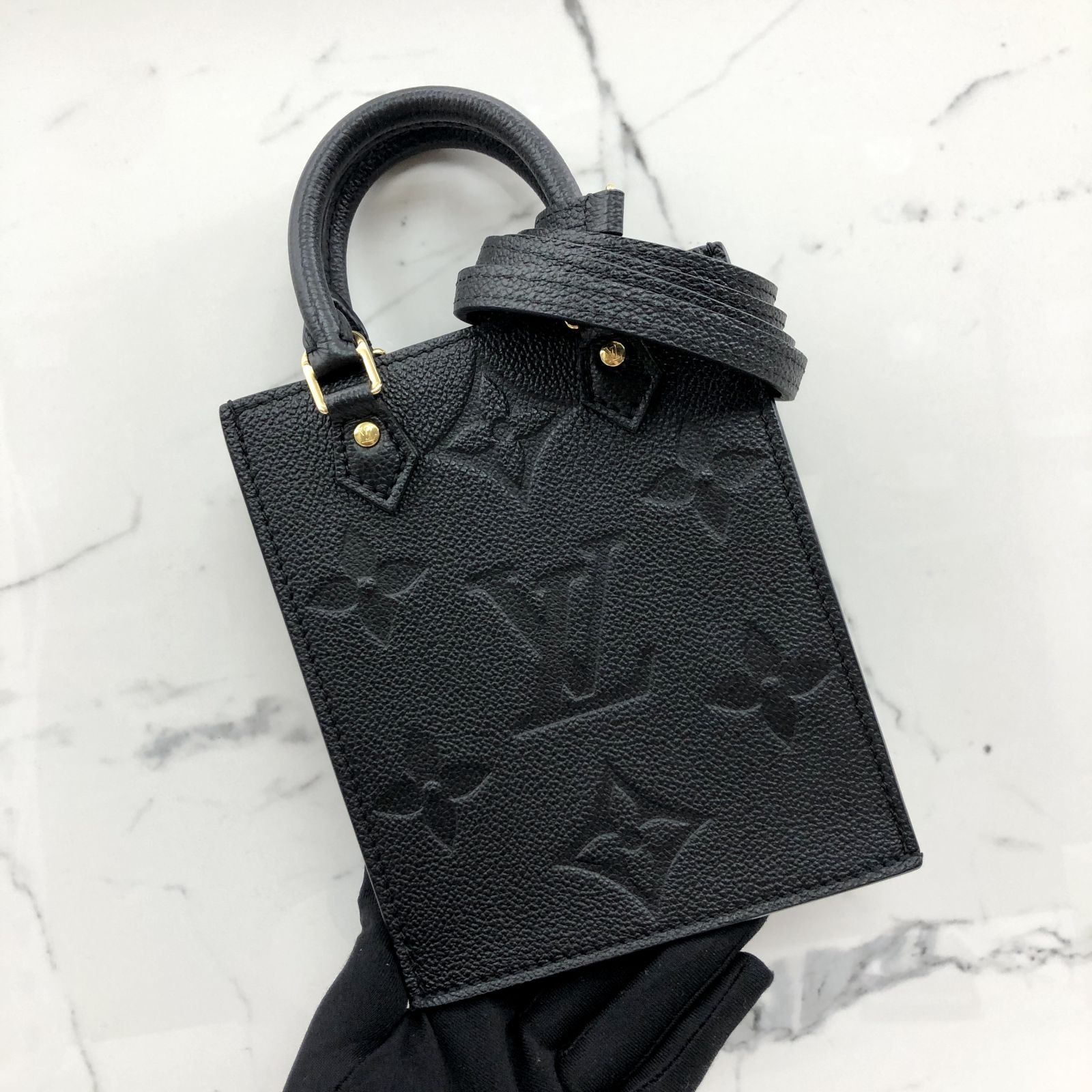 Louis Vuitton Petit Sac Plat Noir M81417 Monogram Empreinte Leather